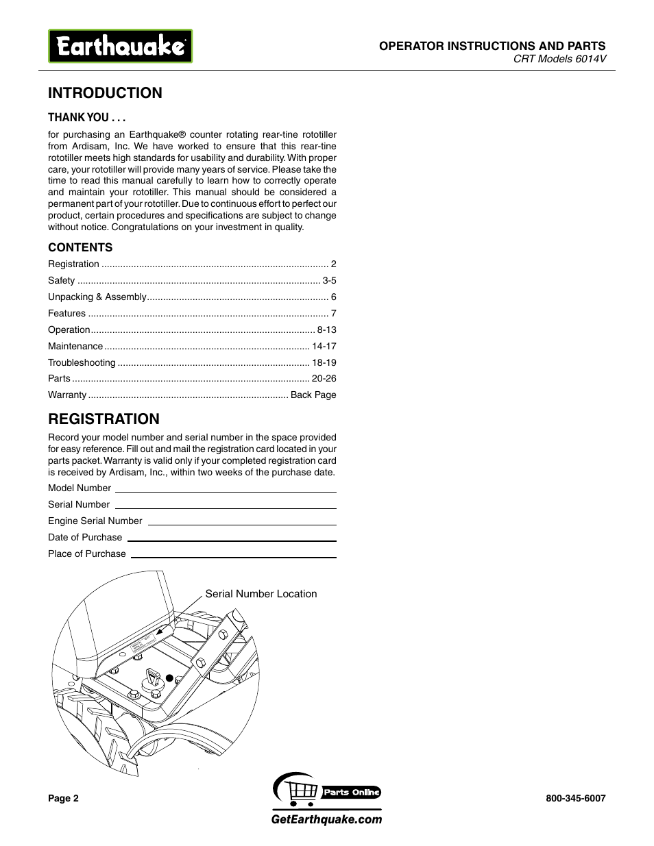 EarthQuake 6014V User Manual | Page 2 / 28