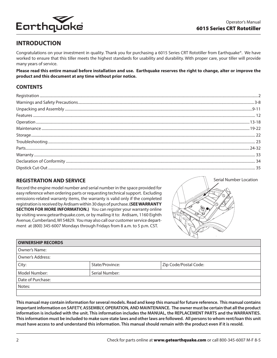 Introduction | EarthQuake 6015V User Manual | Page 2 / 36