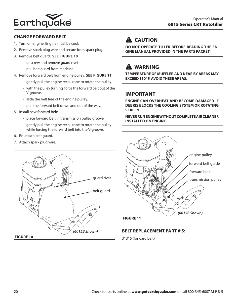 Caution, Warning, Important | EarthQuake 6015V User Manual | Page 20 / 36