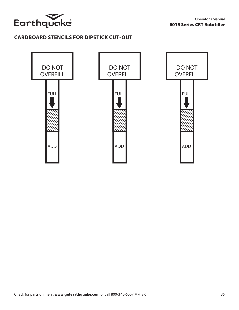 Do not overfill | EarthQuake 6015V User Manual | Page 35 / 36