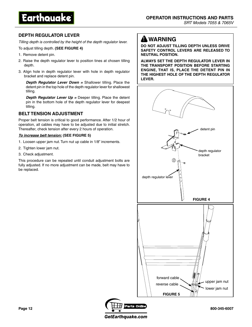 Warning | EarthQuake 7055 User Manual | Page 12 / 28