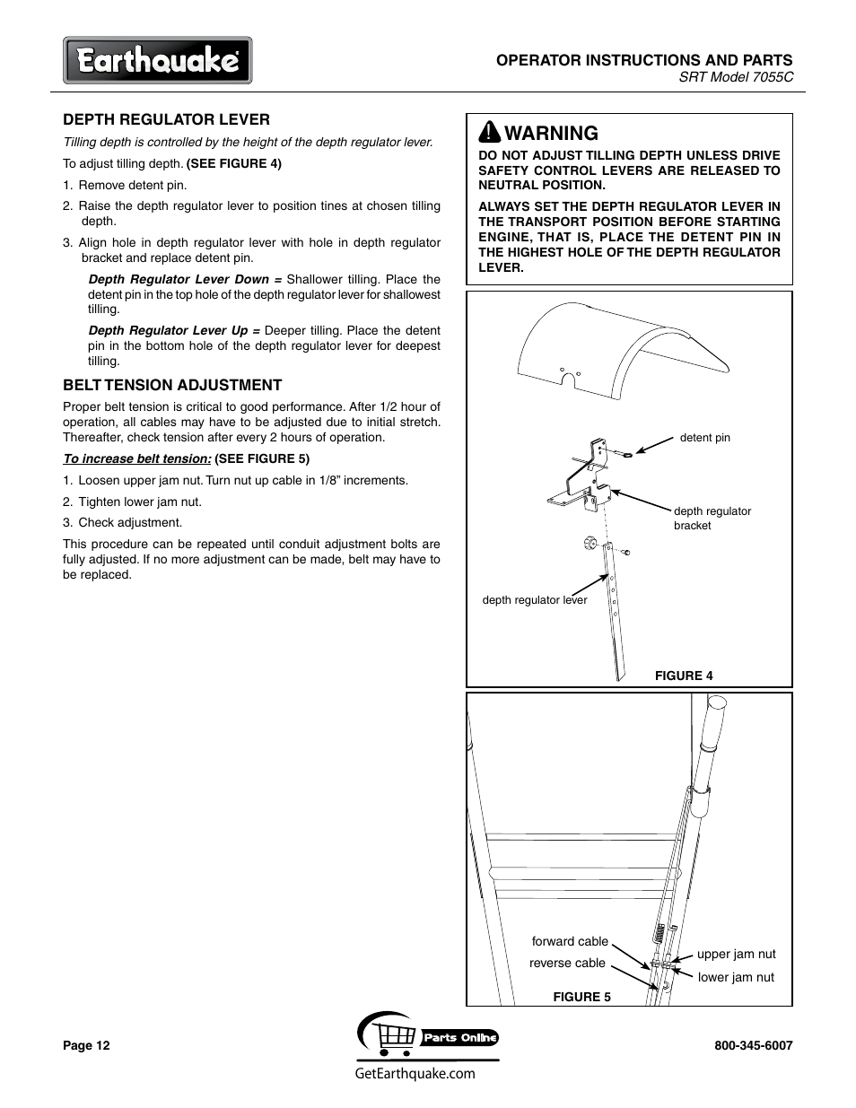 Warning | EarthQuake 7055C User Manual | Page 12 / 28