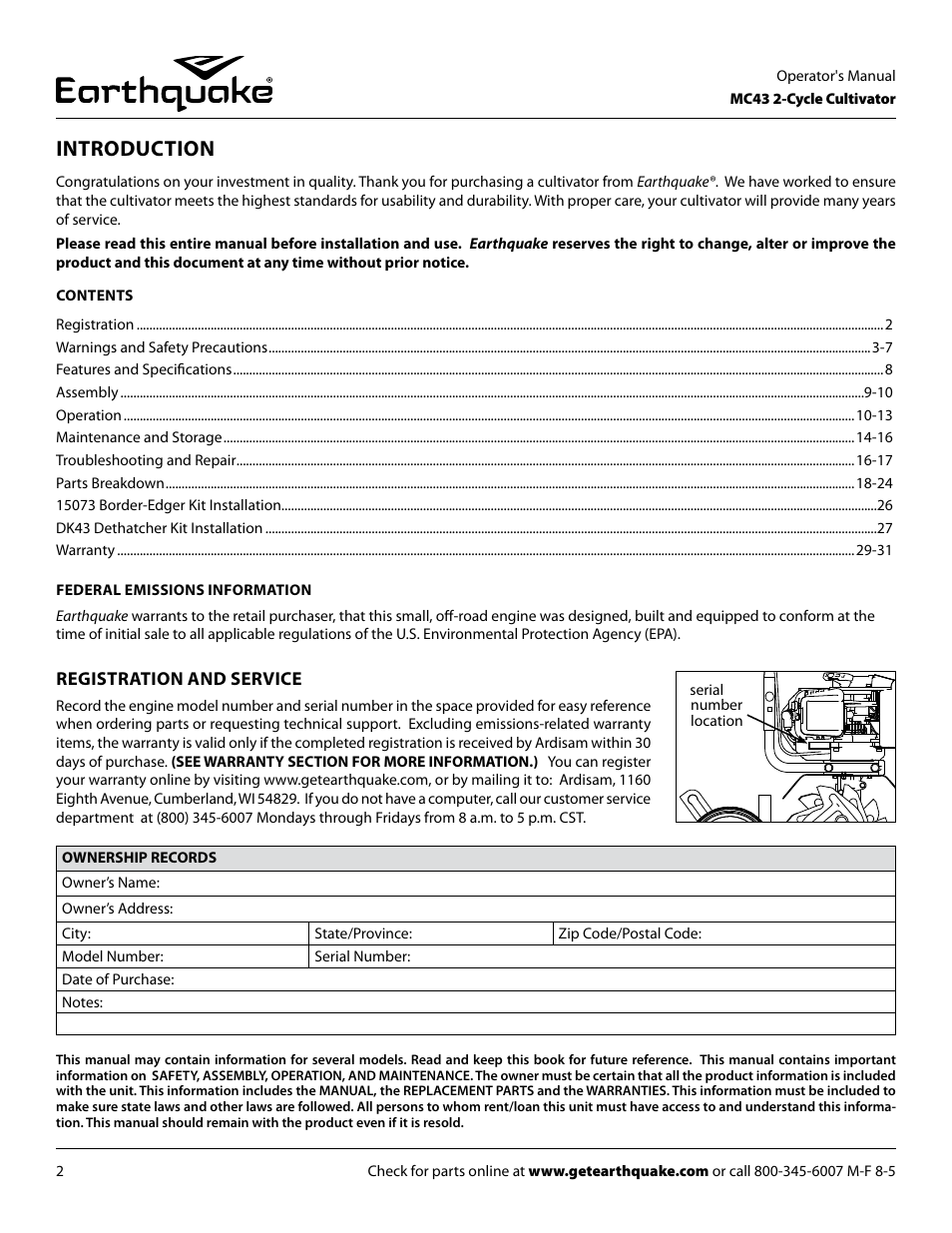 Introduction | EarthQuake MC43 User Manual | Page 2 / 32