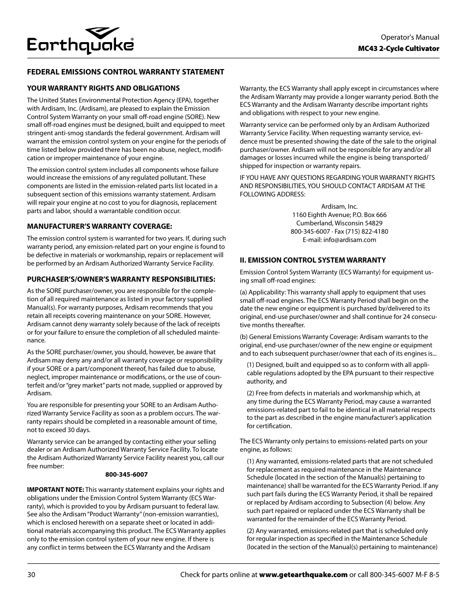 EarthQuake MC43 User Manual | Page 30 / 32
