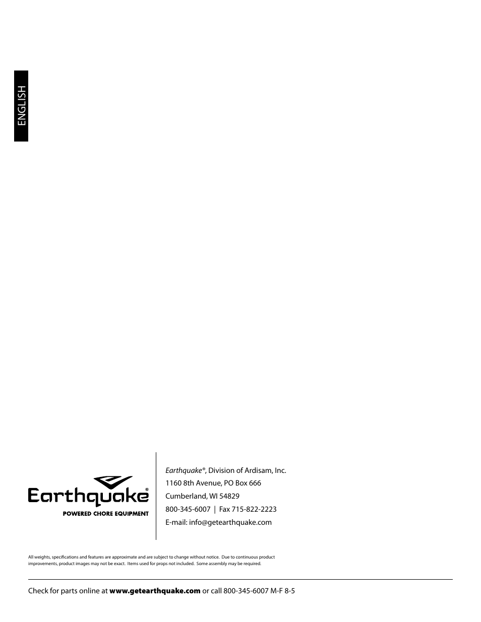 English | EarthQuake MC43 User Manual | Page 32 / 32
