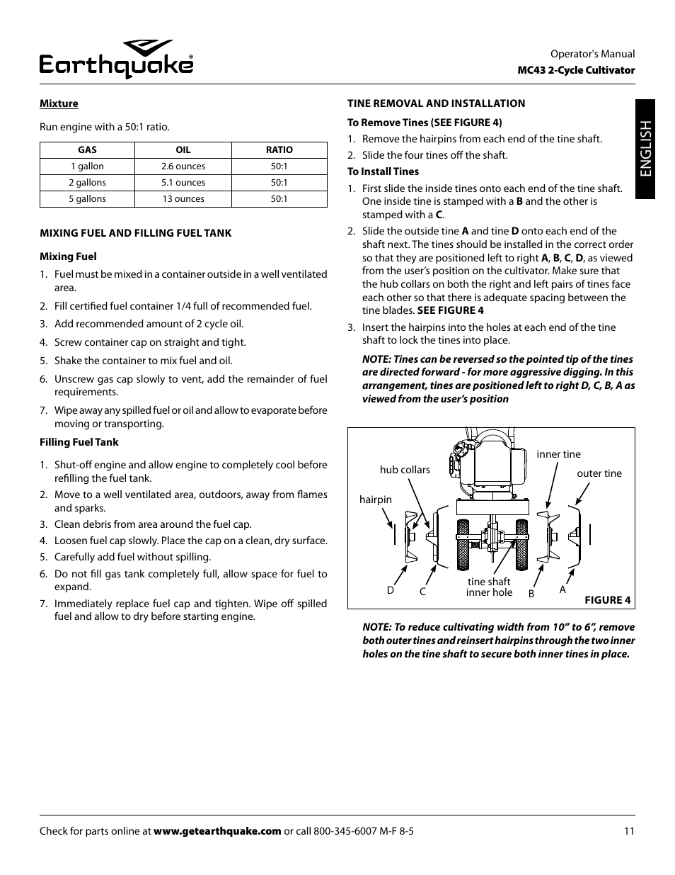 English | EarthQuake MC43E User Manual | Page 11 / 32