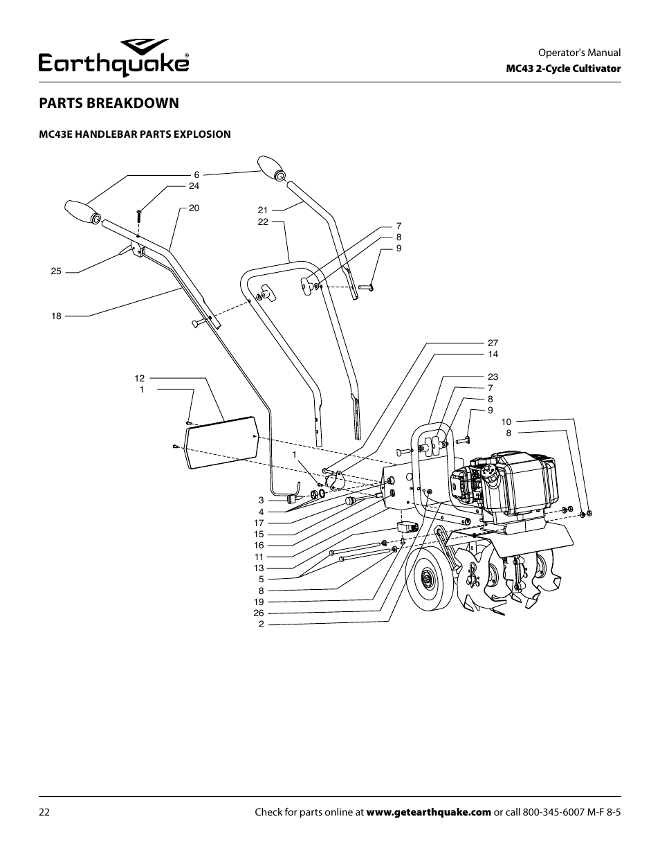 Parts breakdown | EarthQuake MC43E User Manual | Page 22 / 32