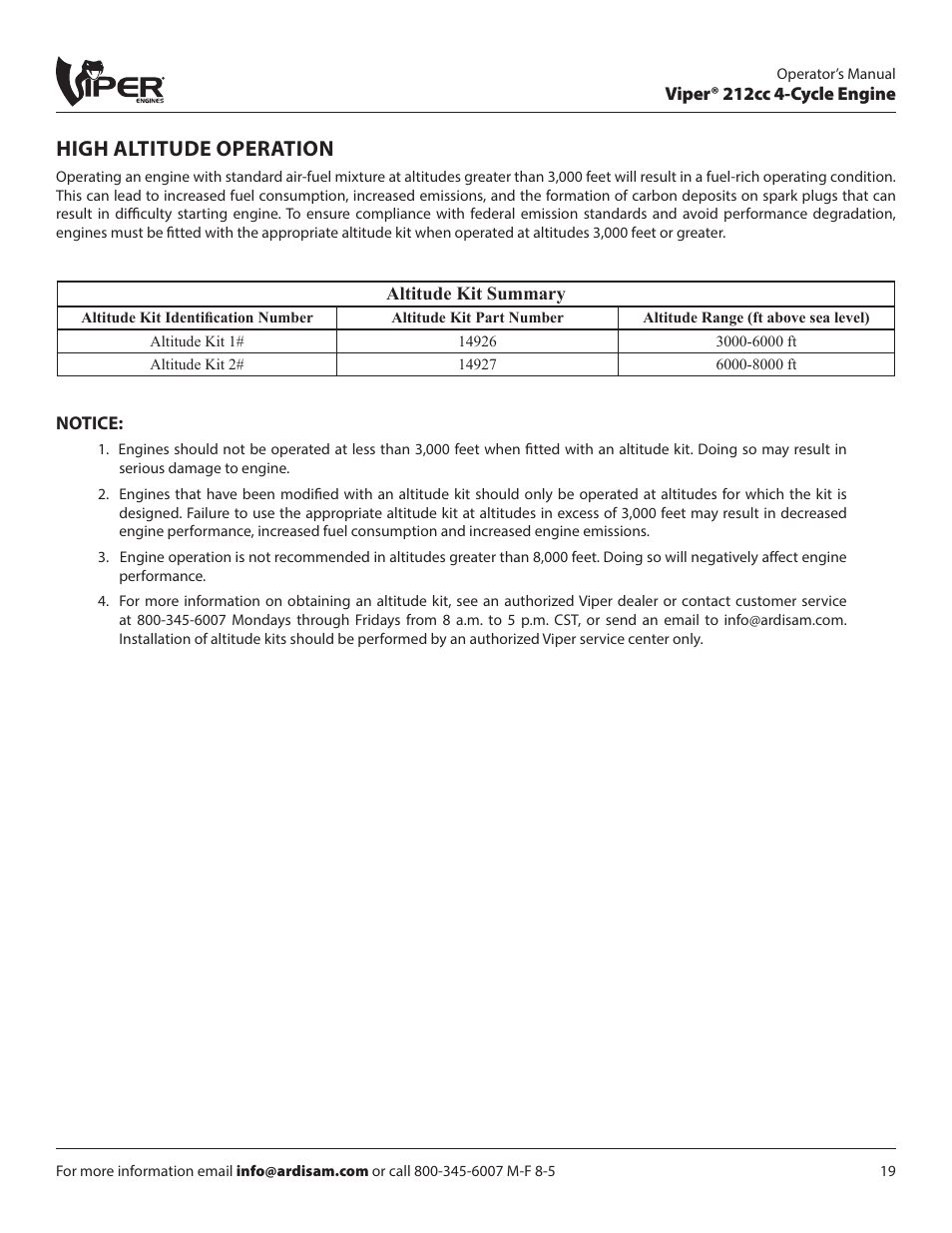 High altitude operation | EarthQuake 14268 User Manual | Page 19 / 24