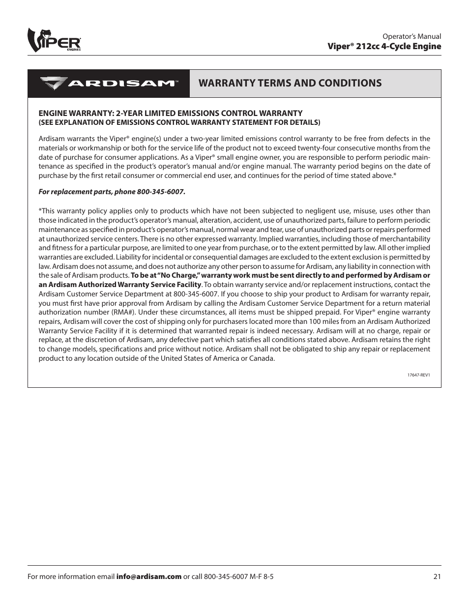 Warranty terms and conditions | EarthQuake 14268 User Manual | Page 21 / 24