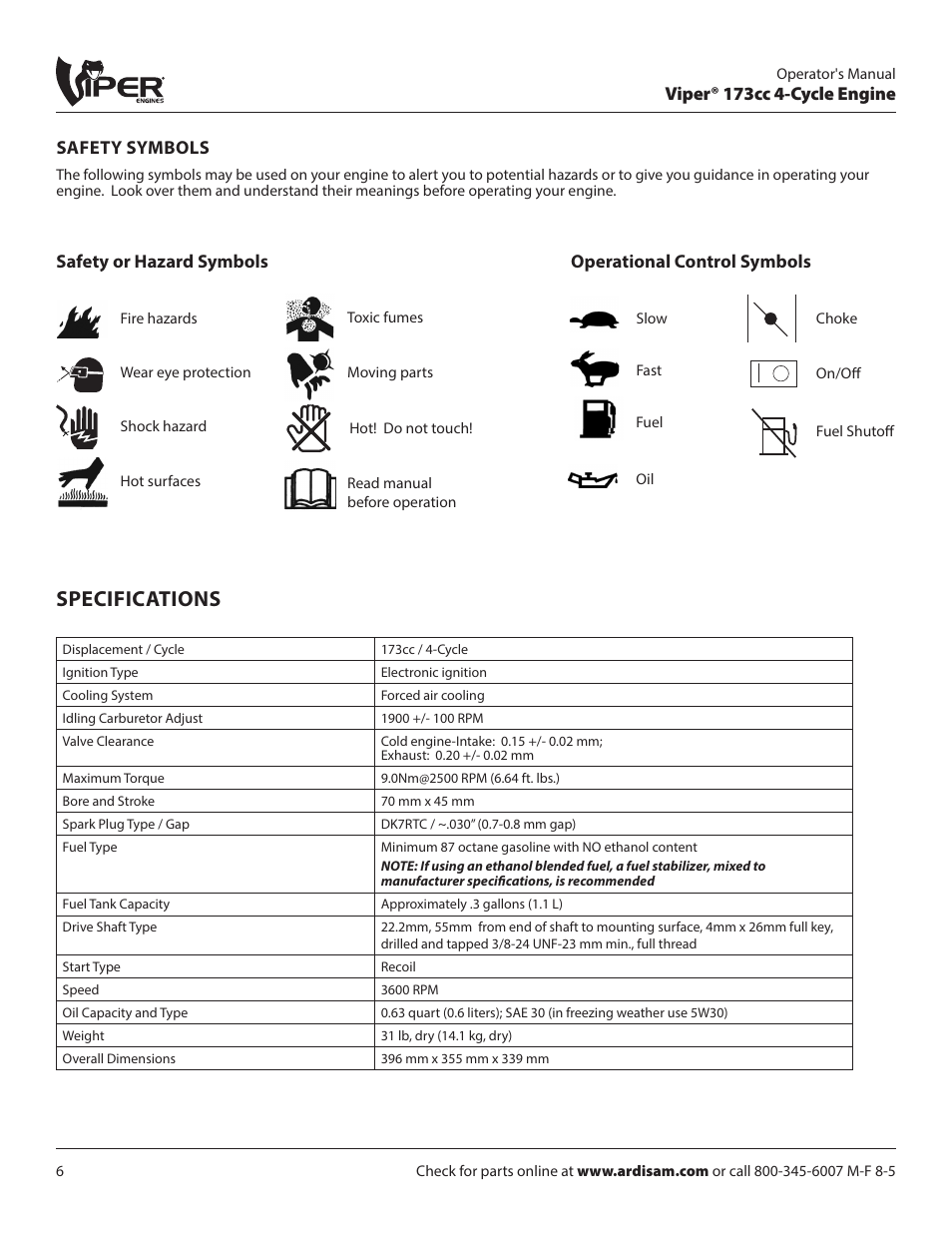 Specifications | EarthQuake 600050VCE User Manual | Page 6 / 24