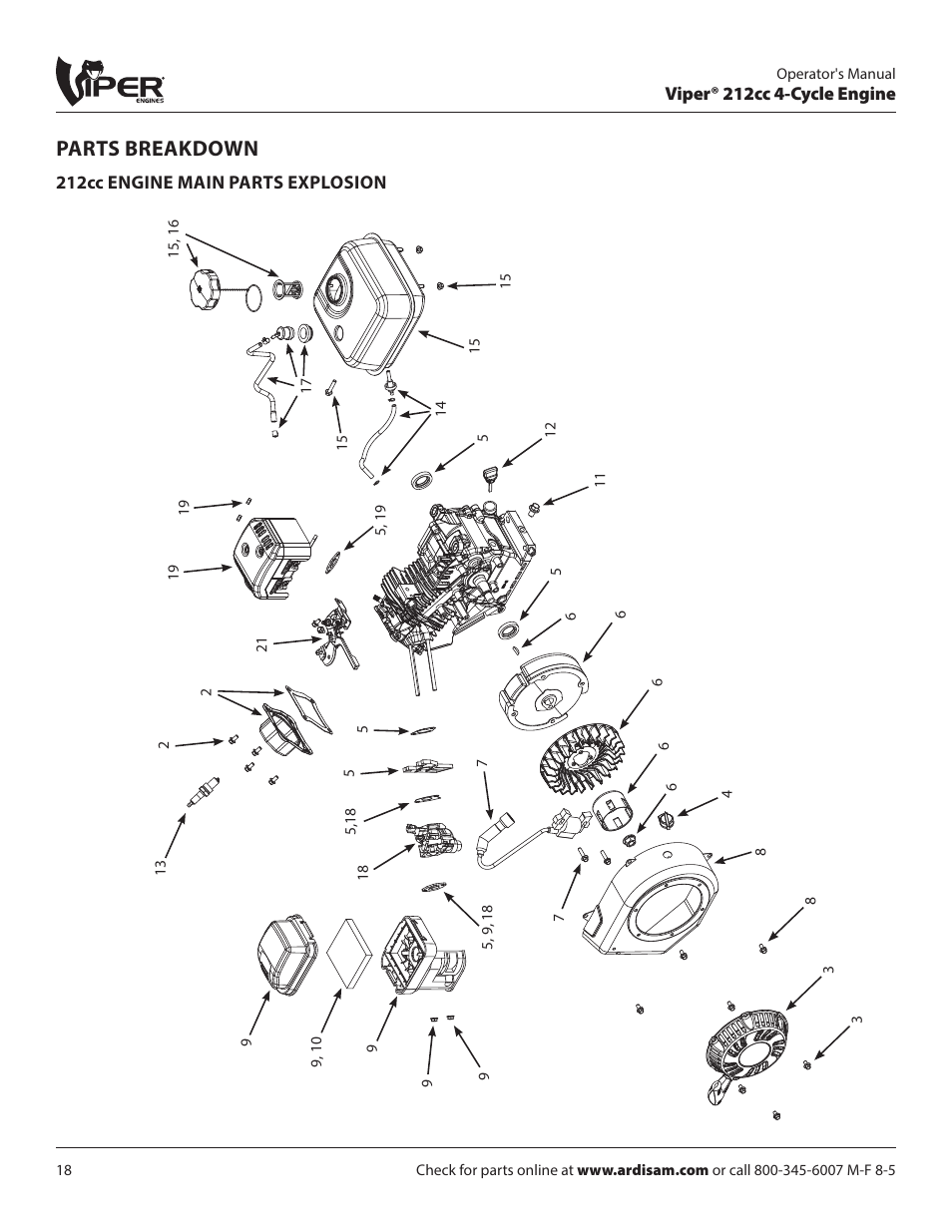 Parts breakdown | EarthQuake W1265V User Manual | Page 18 / 24