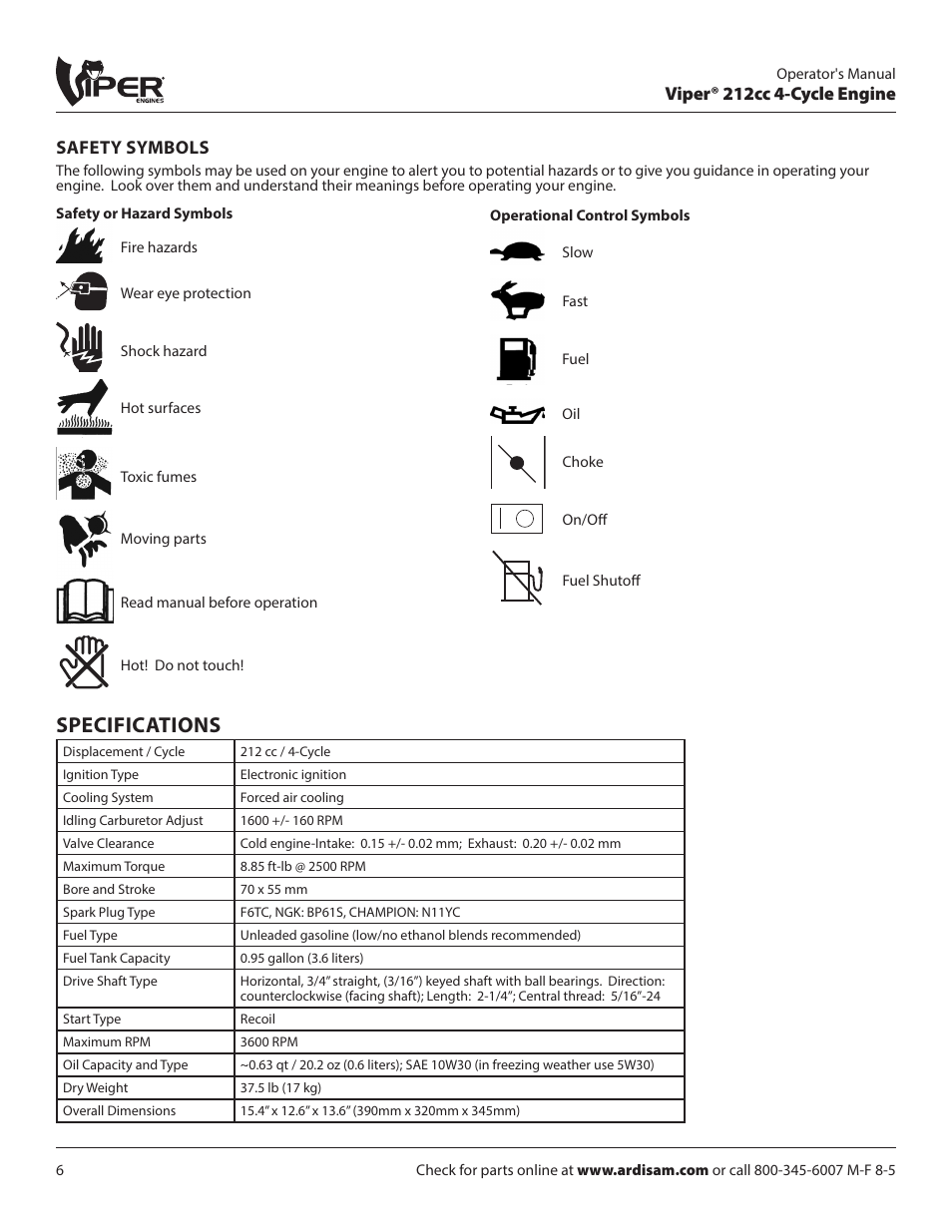 Specifications | EarthQuake W1265V User Manual | Page 6 / 24