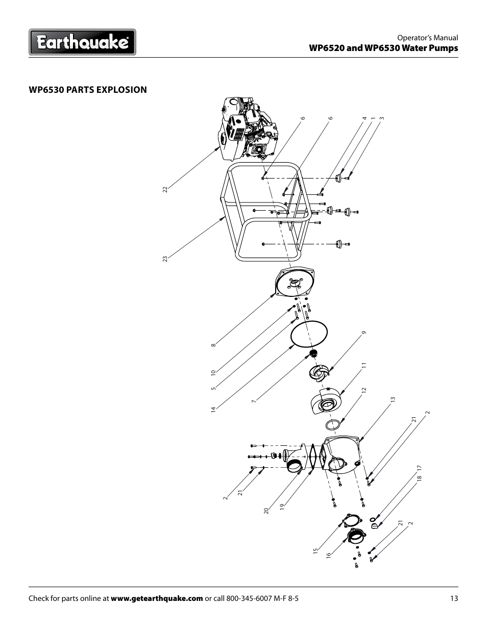 Wp6530 parts explosion | EarthQuake WP6530 User Manual | Page 13 / 16