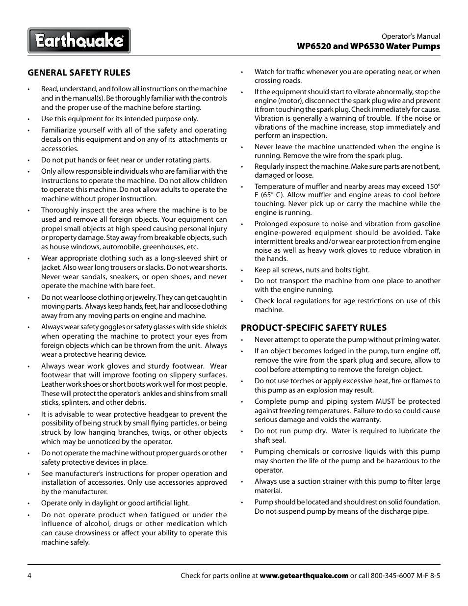 EarthQuake WP6530 User Manual | Page 4 / 16