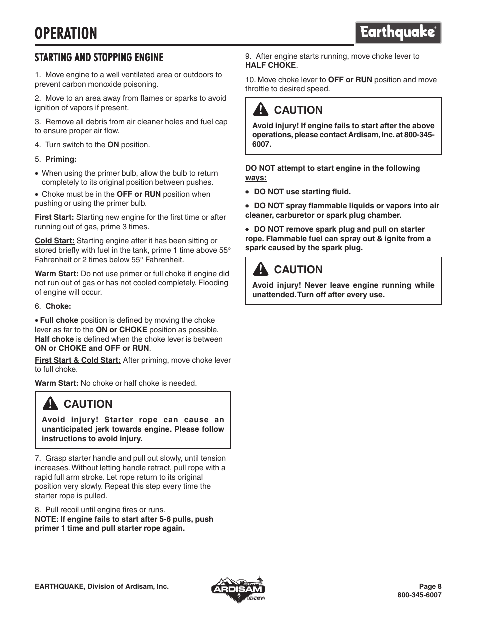 Opera, Opera operation tion tion tion tion | EarthQuake WP4310 User Manual | Page 8 / 16