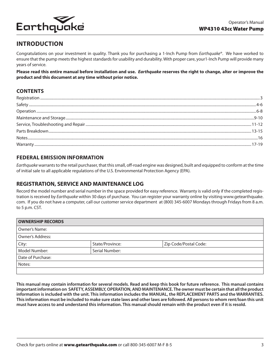 Introduction | EarthQuake WP4310 User Manual | Page 3 / 20