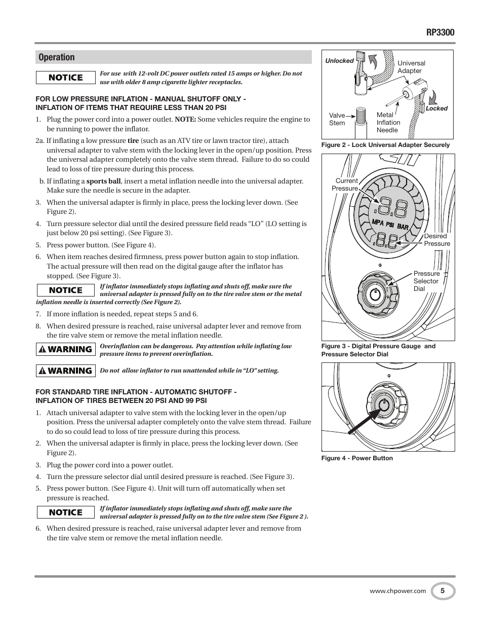 Rp3300, Operation | Campbell Hausfeld RP3300 User Manual | Page 5 / 20