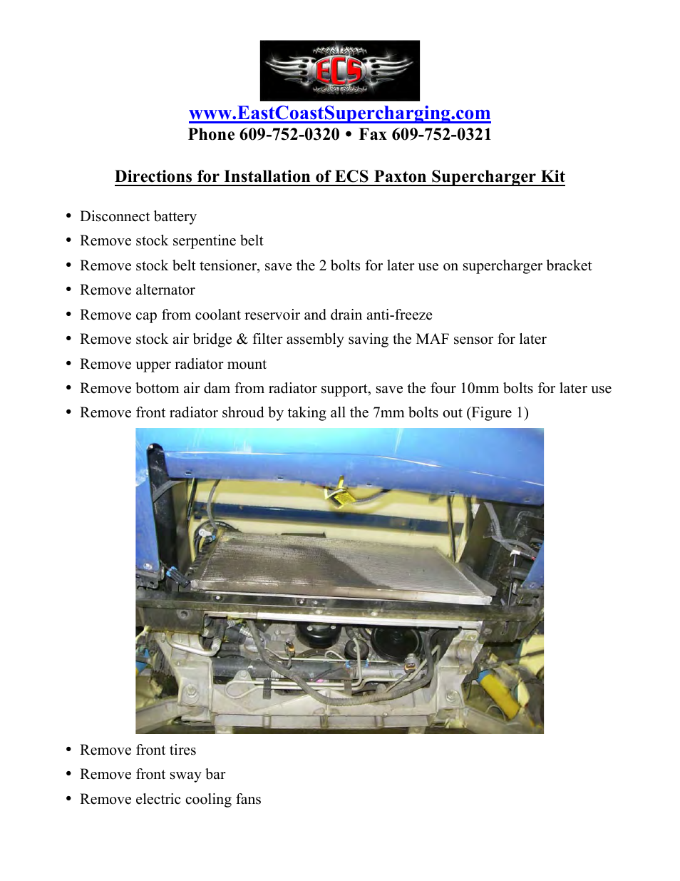East Coast Supercharging ECS Paxton SC1500 C5 Supercharger Kit User Manual | 23 pages