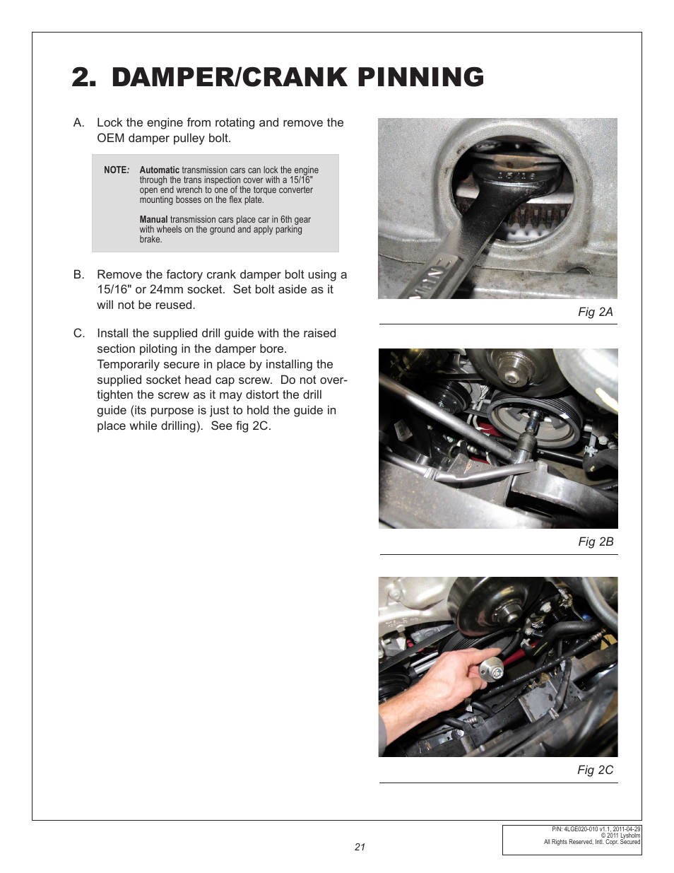 Damper/crank pinning | East Coast Supercharging Lysholm 2010+ Camaro Supercharger Kit User Manual | Page 31 / 101