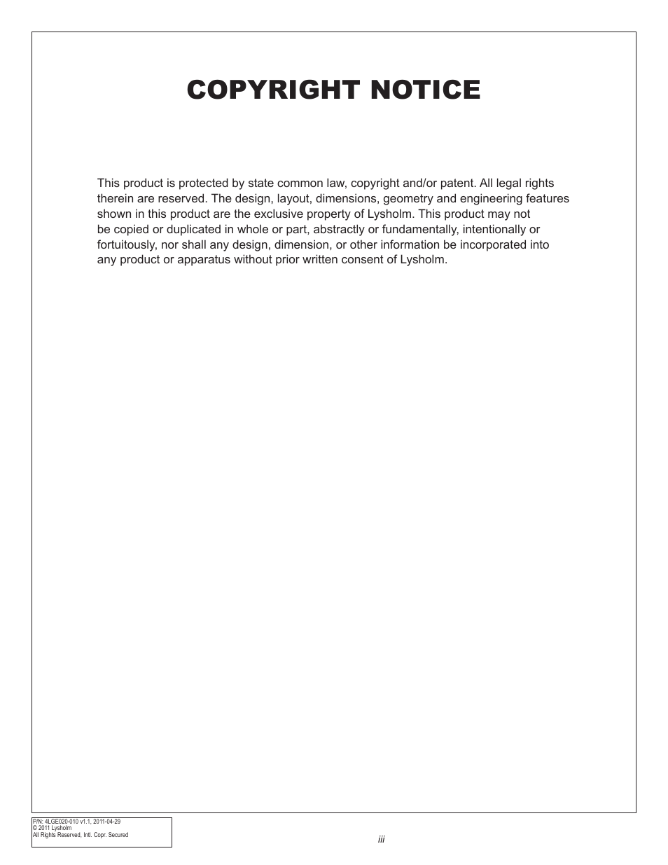 Copyright notice | East Coast Supercharging Lysholm 2010+ Camaro Supercharger Kit User Manual | Page 4 / 101