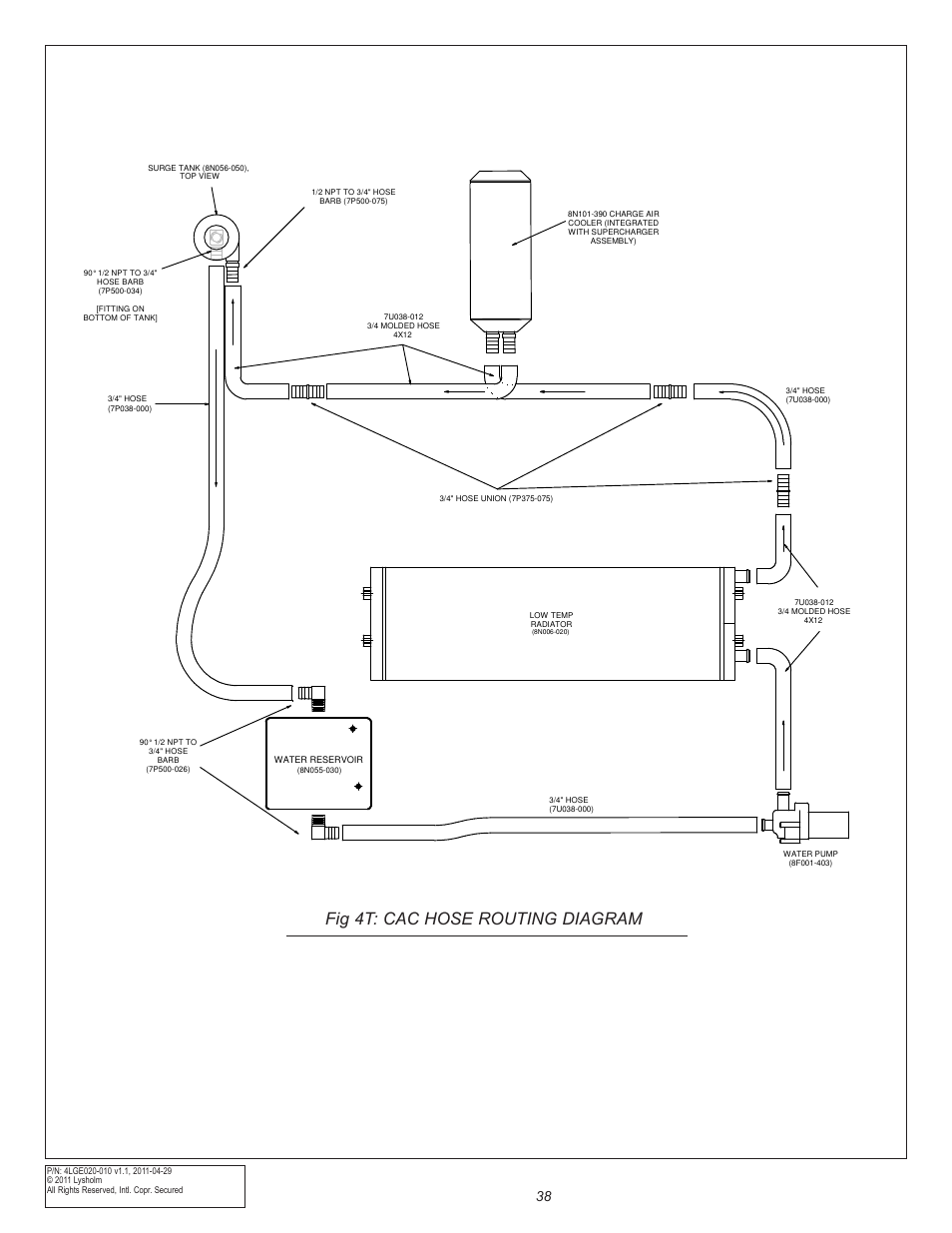 Fig 4t: cac hose routing diagram | East Coast Supercharging Lysholm 2010+ Camaro Supercharger Kit User Manual | Page 48 / 101