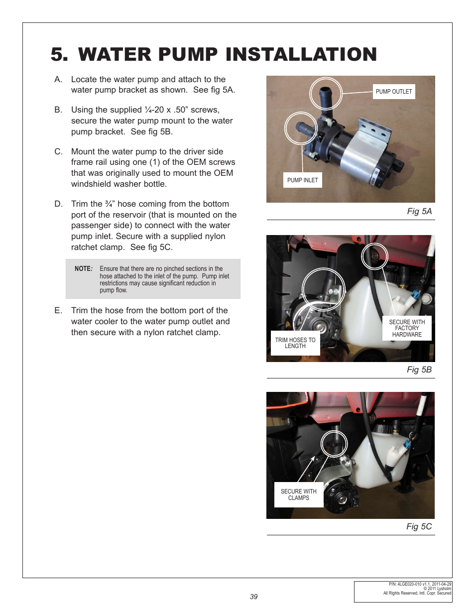 Water pump installation | East Coast Supercharging Lysholm 2010+ Camaro Supercharger Kit User Manual | Page 49 / 101