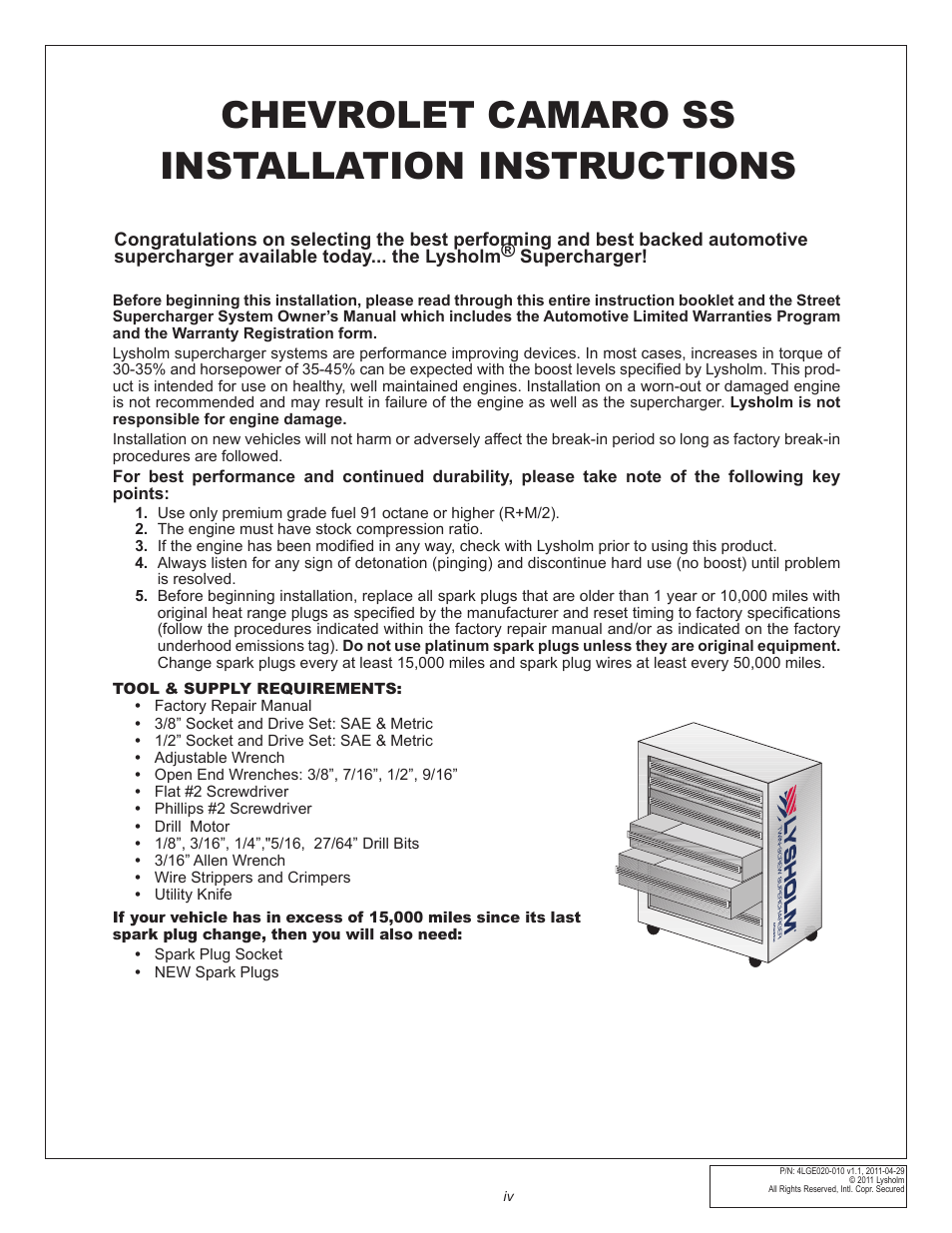 Chevrolet camaro ss installation instructions | East Coast Supercharging Lysholm 2010+ Camaro Supercharger Kit User Manual | Page 5 / 101