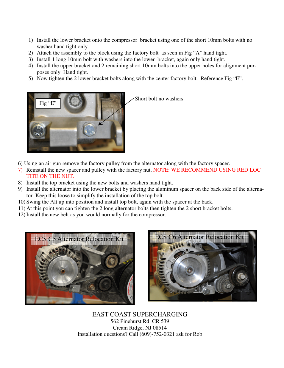 East Coast Supercharging Alternator Relocate Kit User Manual | Page 4 / 4