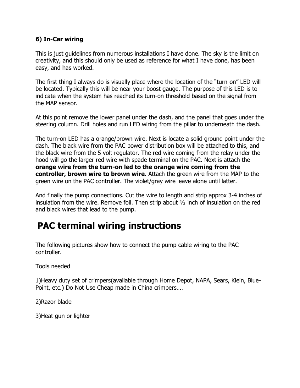 Pac terminal wiring instructions | East Coast Supercharging ECS Alky C6 User Manual | Page 14 / 25