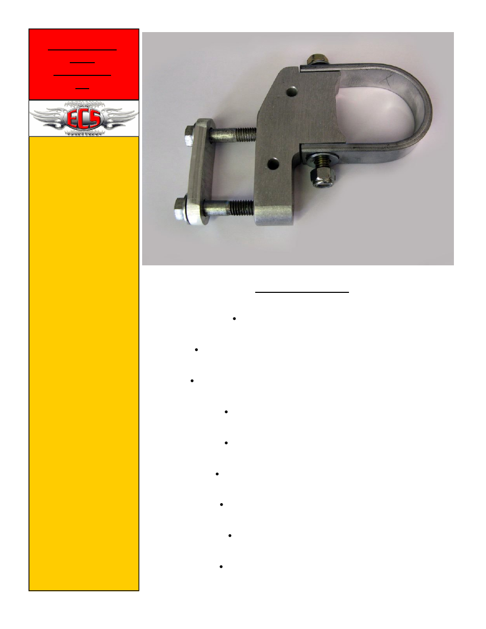 East Coast Supercharging ECS Half Shaft Loops User Manual | 3 pages