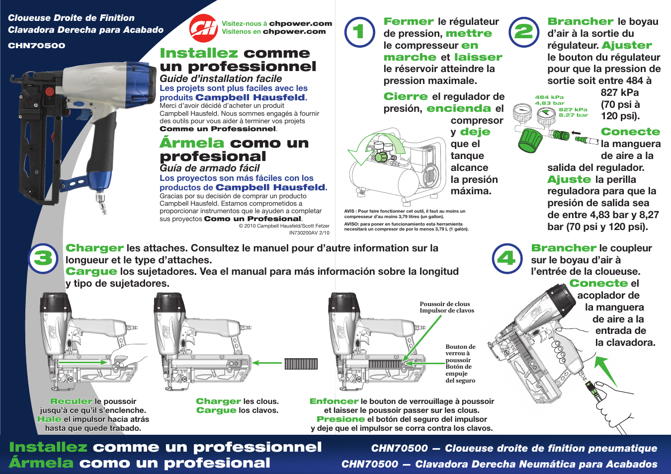 Installez comme un professionnel, Ármela como un profesional | Campbell Hausfeld IN730200AV User Manual | Page 2 / 2