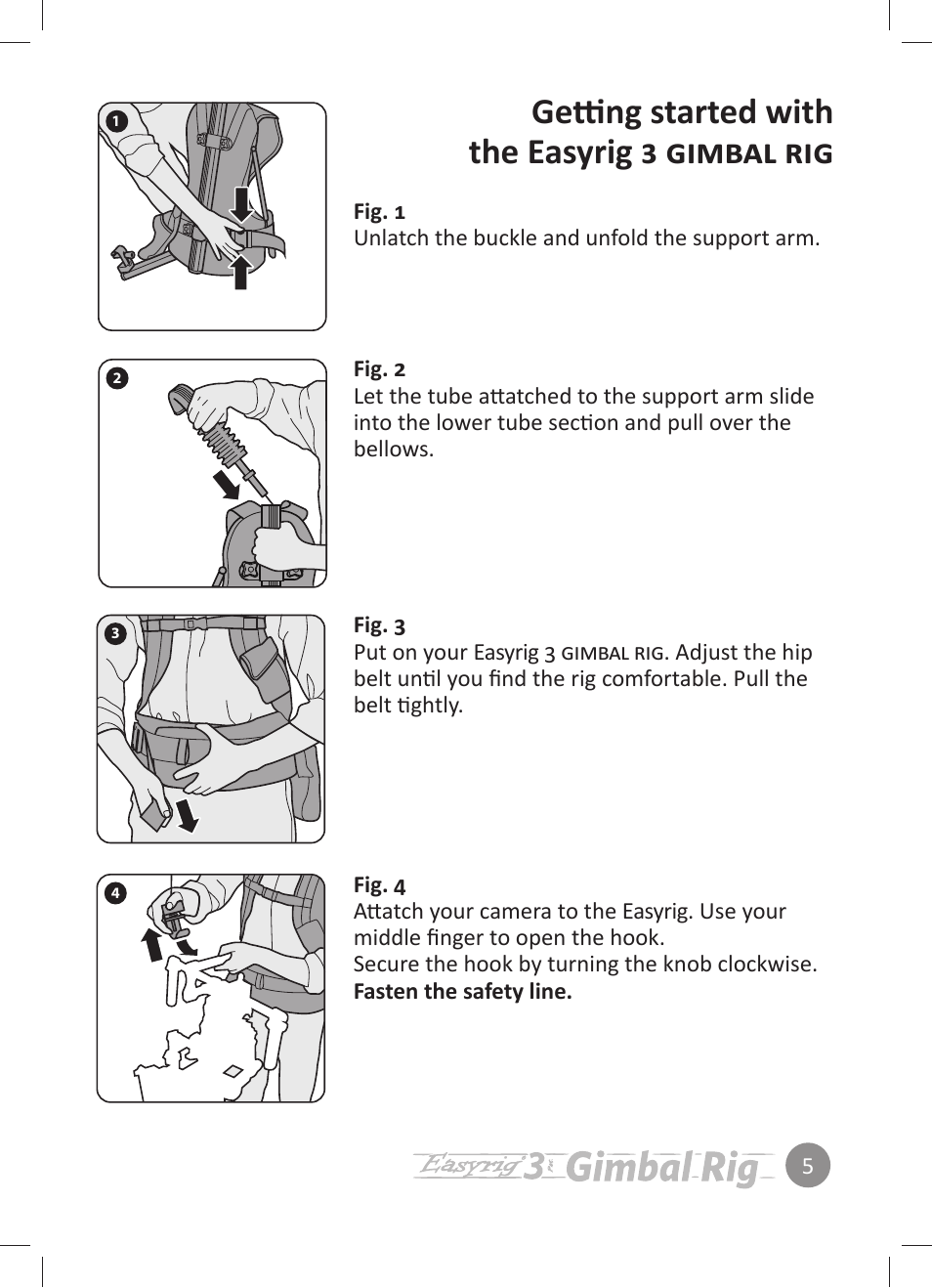 Getting started with the easyrig 3 gimbal rig | Easyrig 3 Gimbal Rig User Manual | Page 5 / 12