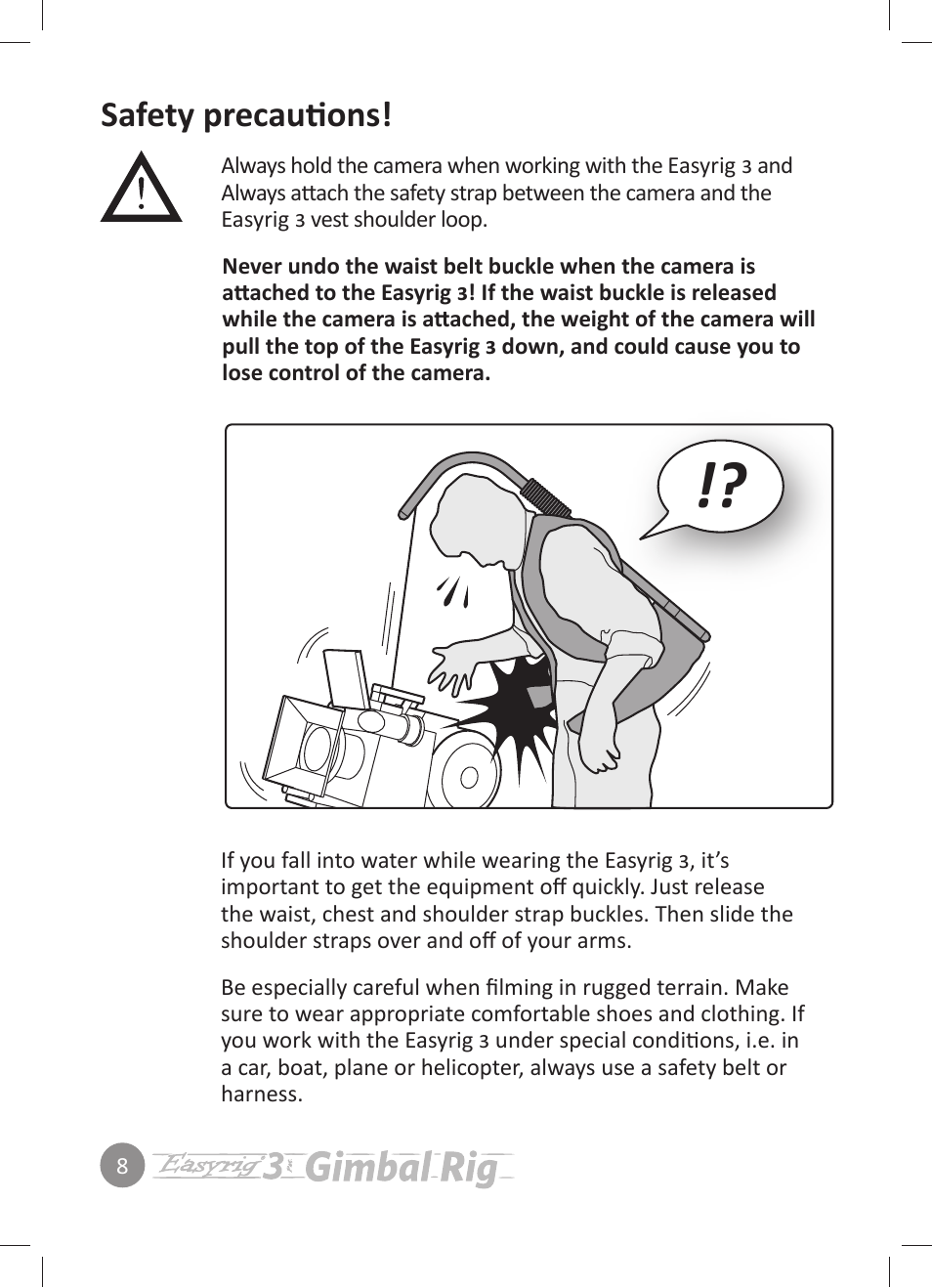 Safety precautions | Easyrig 3 Gimbal Rig User Manual | Page 8 / 12