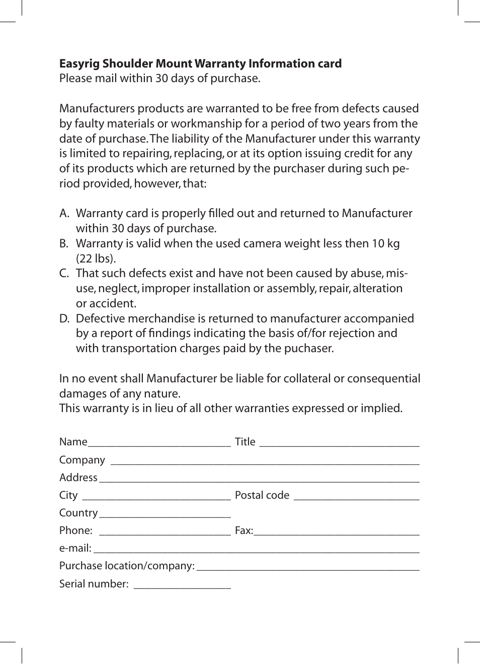Easyrig Shoulder Mount User Manual | Page 3 / 4