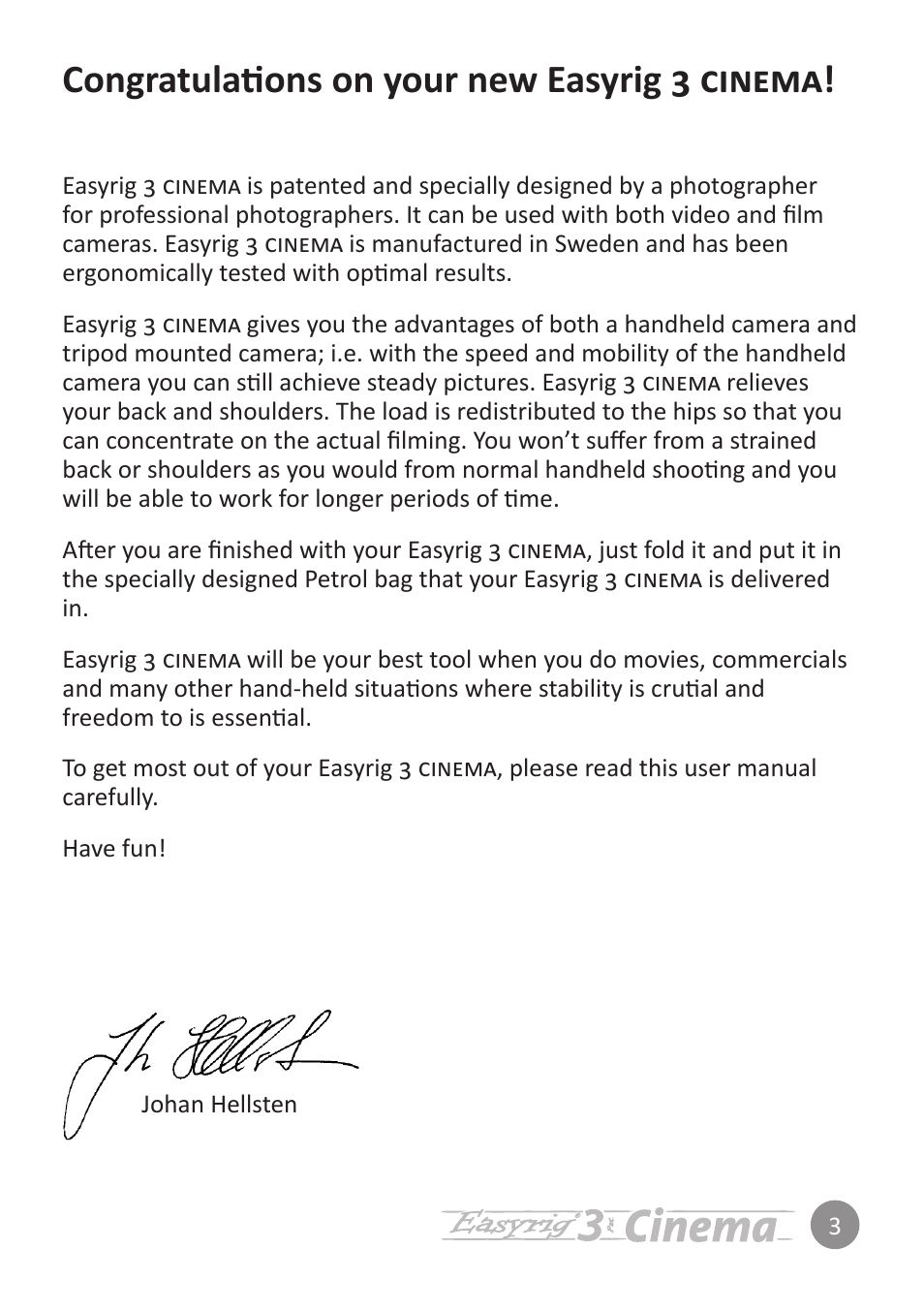 Easyrig 3 Cinema User Manual | Page 3 / 12