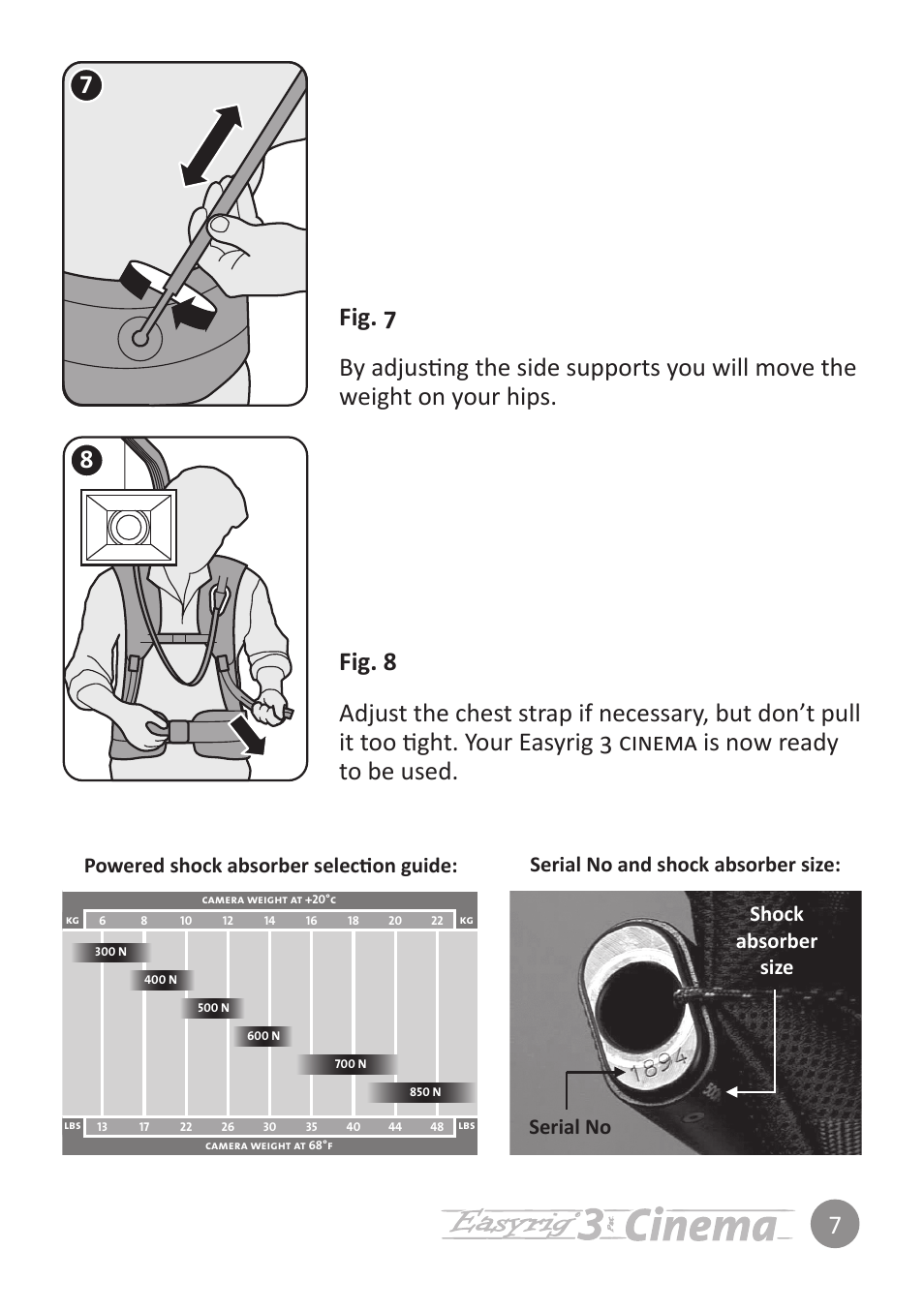 Serial no shock absorber size | Easyrig 3 Cinema User Manual | Page 7 / 12