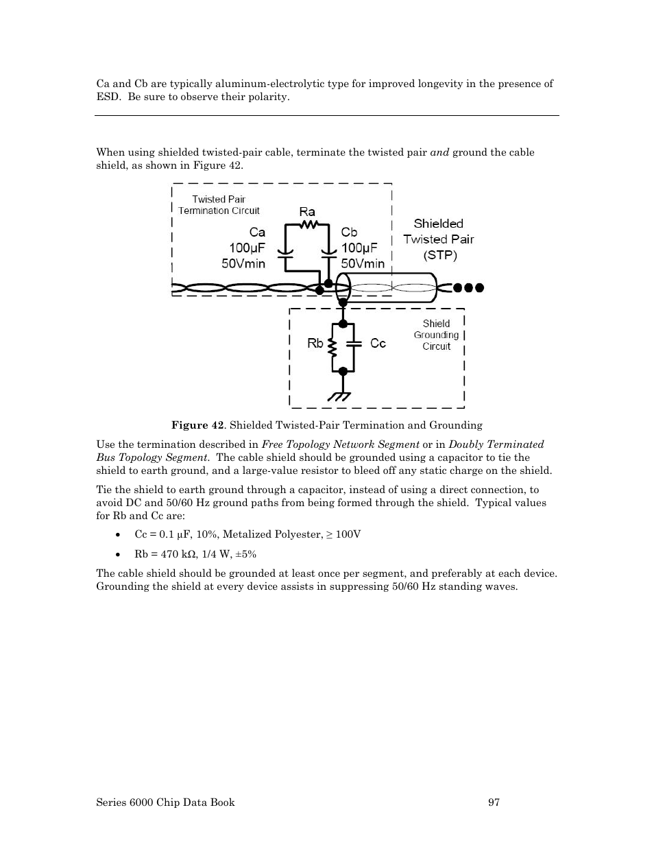 Grounding shielded twisted pair cable | Echelon Series 6000 Chip databook User Manual | Page 109 / 181