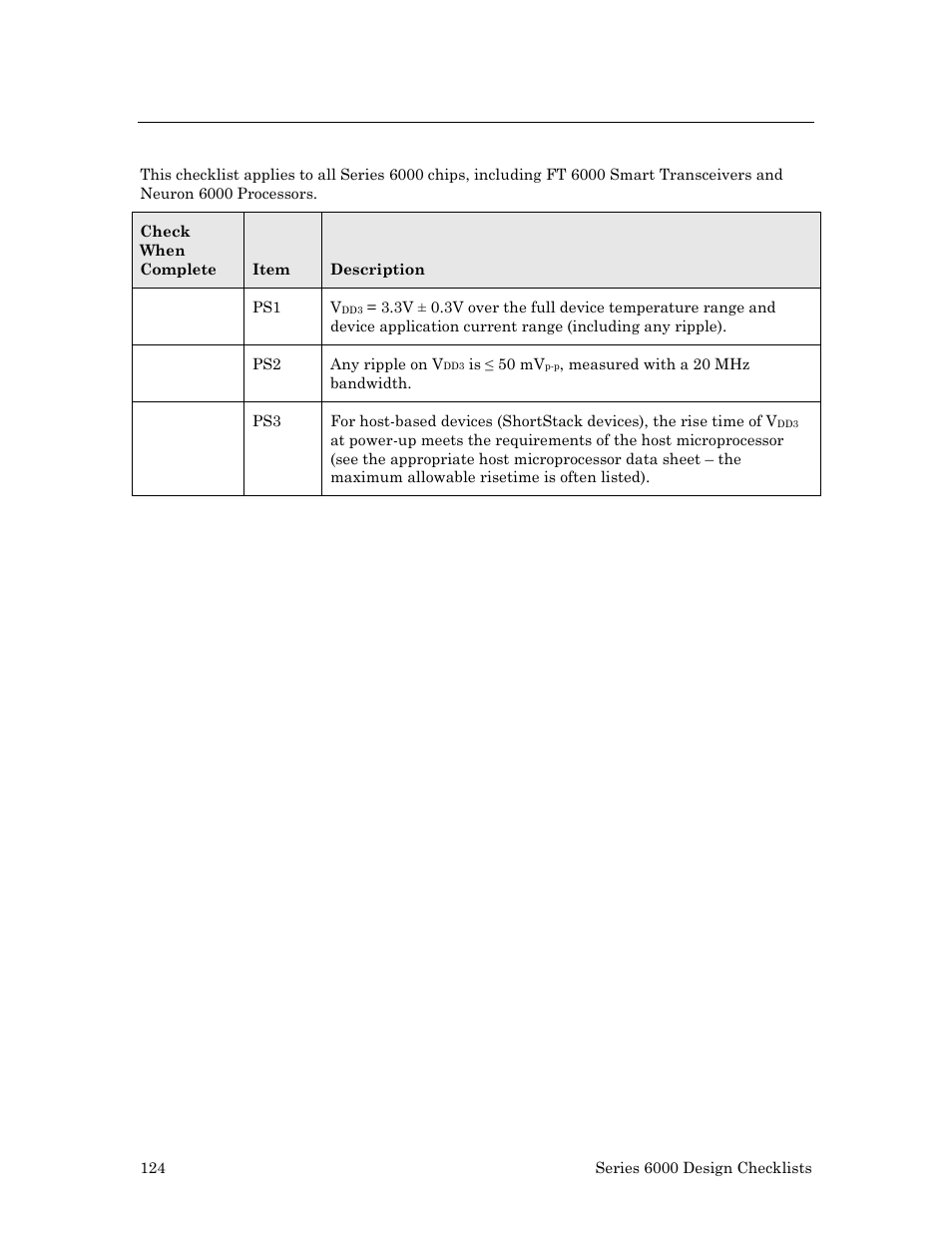 Checklist 4: power supply | Echelon Series 6000 Chip databook User Manual | Page 136 / 181