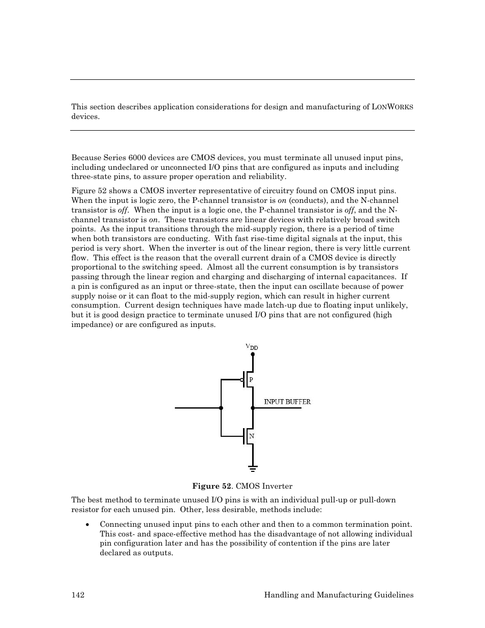 Application considerations, Termination of unused pins | Echelon Series 6000 Chip databook User Manual | Page 154 / 181