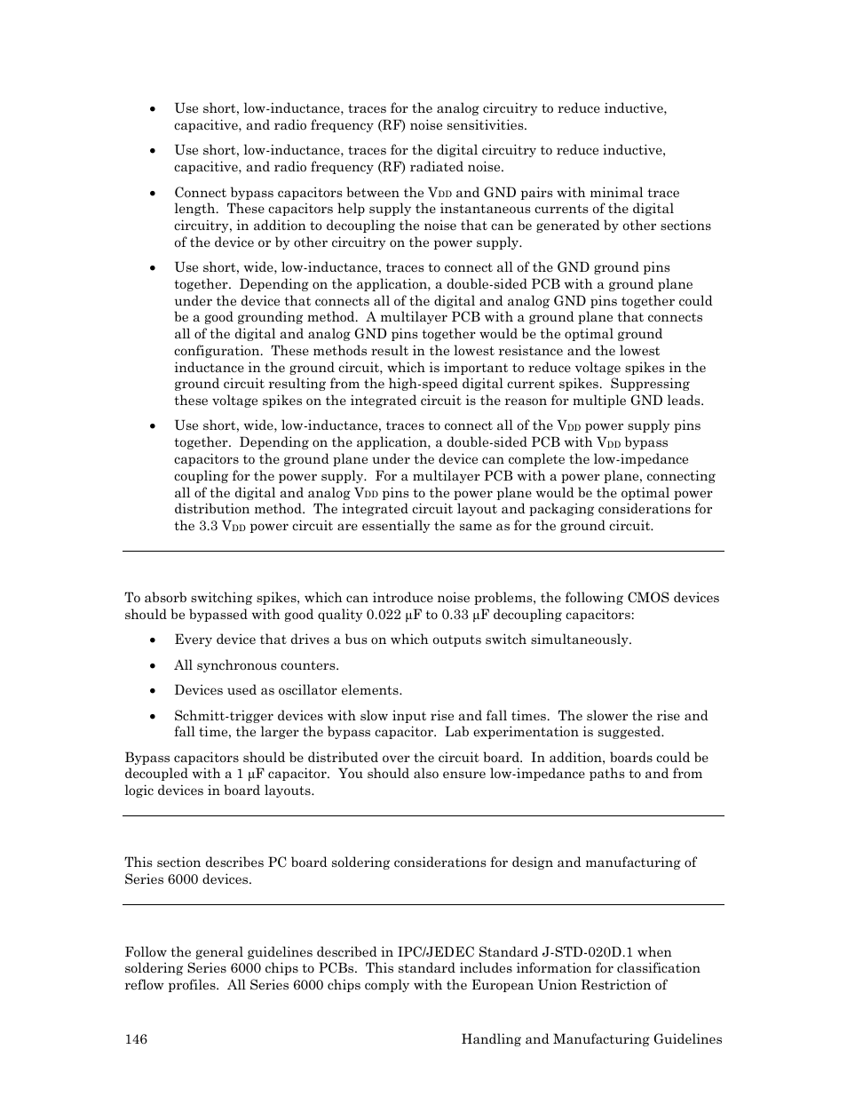 Decoupling capacitors, Board soldering considerations, Recommended solder profile | Ee recommended solder, Profile | Echelon Series 6000 Chip databook User Manual | Page 158 / 181