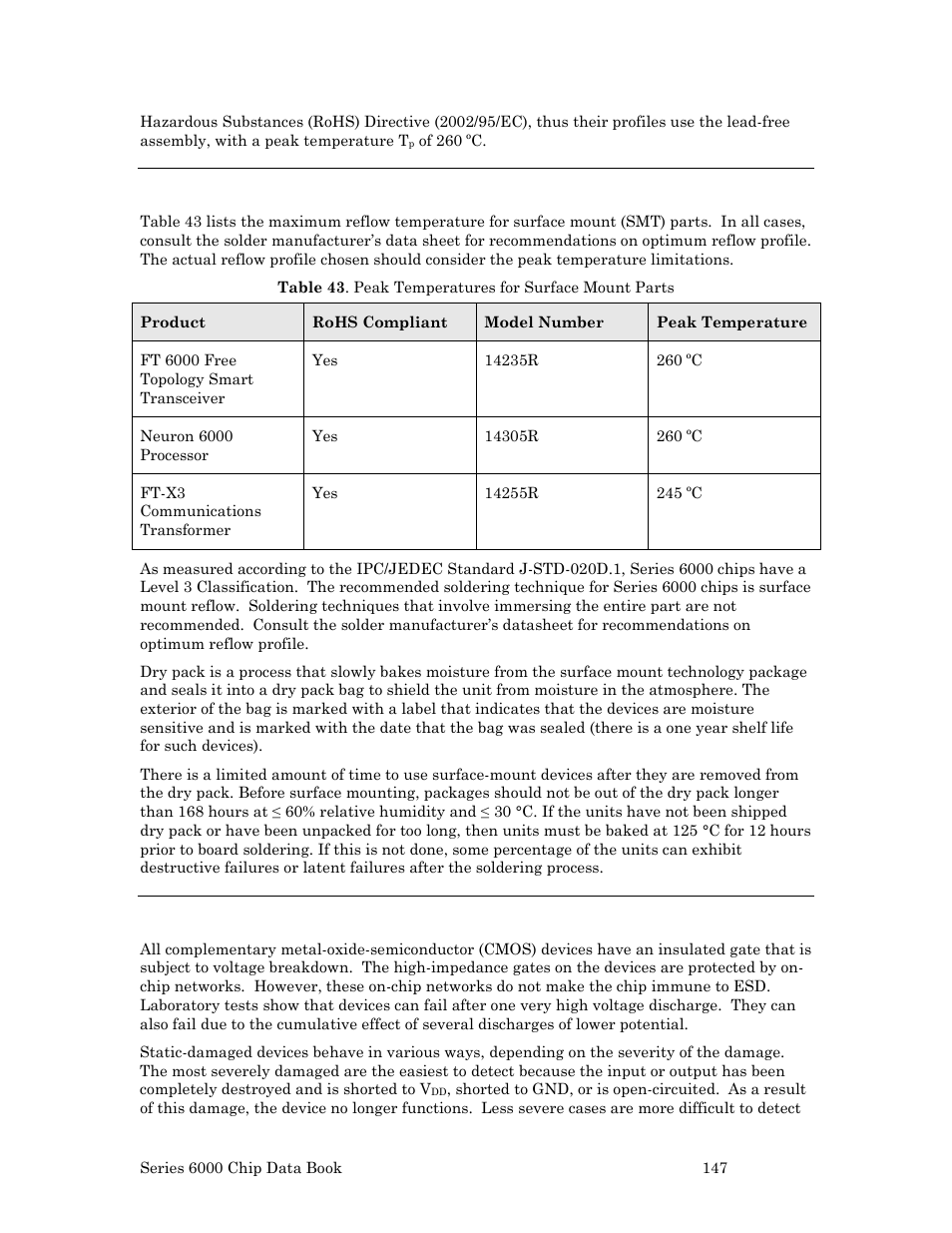 Soldering surface mount (smt) parts, General esd handling guidelines | Echelon Series 6000 Chip databook User Manual | Page 159 / 181