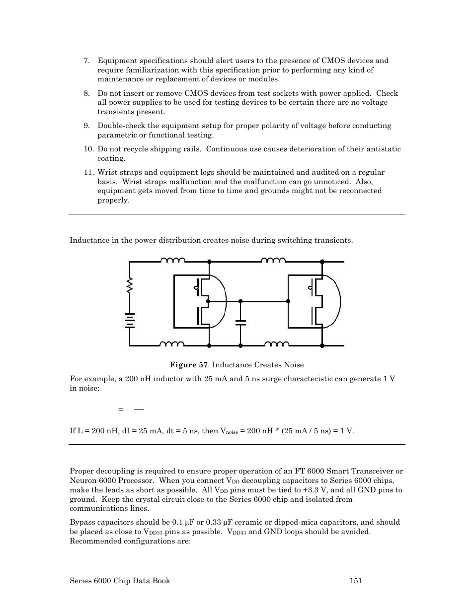 Power distribution and decoupling capacitors, Recommended bypass capacitor placement | Echelon Series 6000 Chip databook User Manual | Page 163 / 181