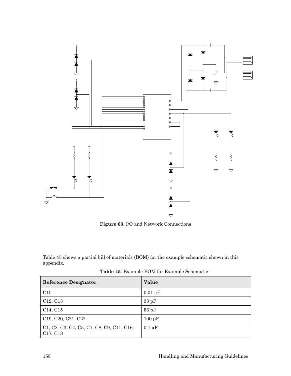 Bom for example schematic, Figure 63 . i/o and network connections | Echelon Series 6000 Chip databook User Manual | Page 170 / 181