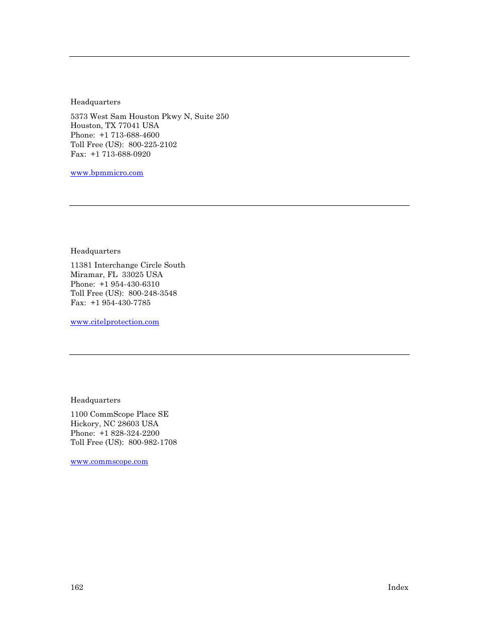 Bpm microsystems, Citel inc, Commscope inc | Echelon Series 6000 Chip databook User Manual | Page 174 / 181