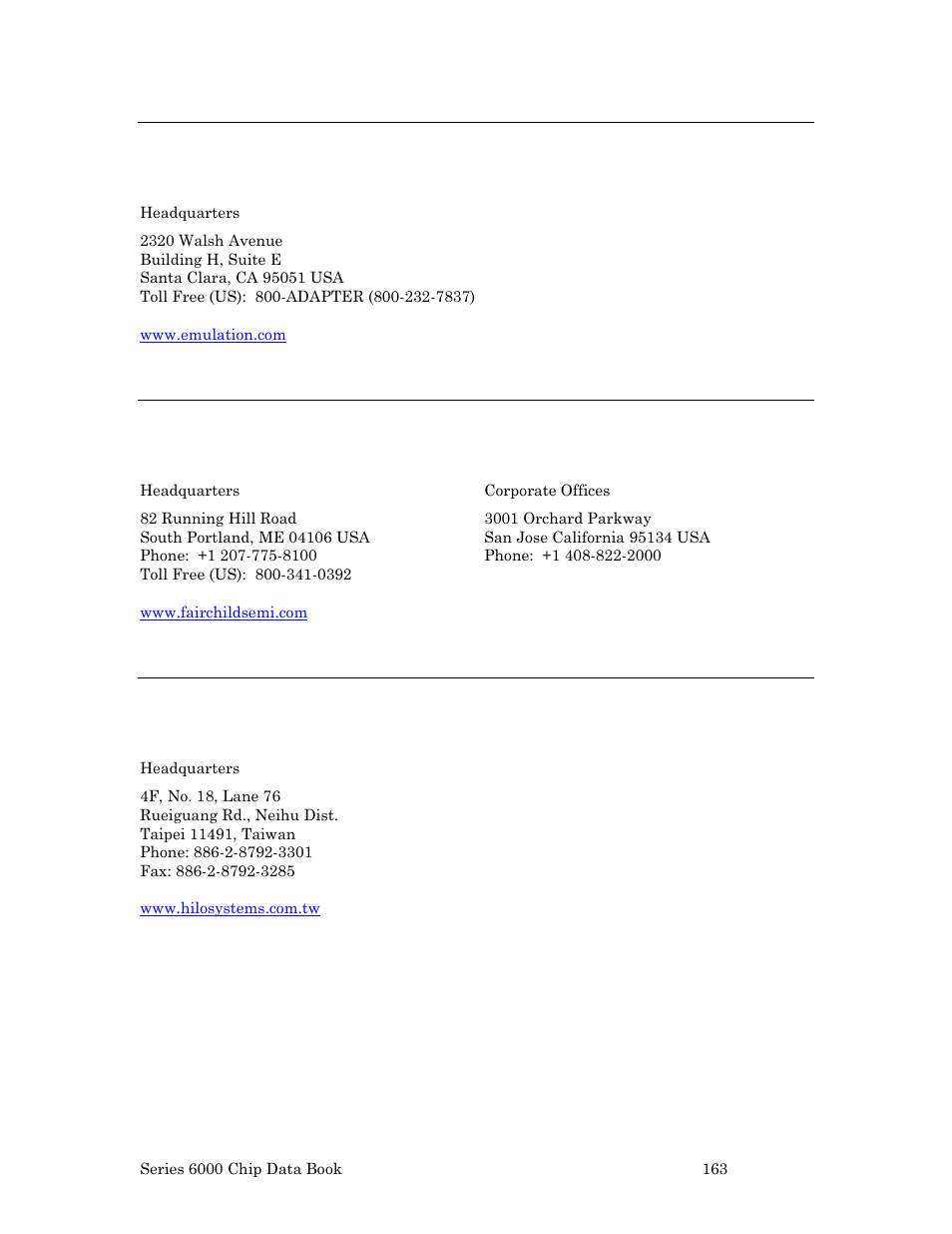 Emulation technology inc, Fairchild semiconductor inc, Hilo system research company ltd | Echelon Series 6000 Chip databook User Manual | Page 175 / 181