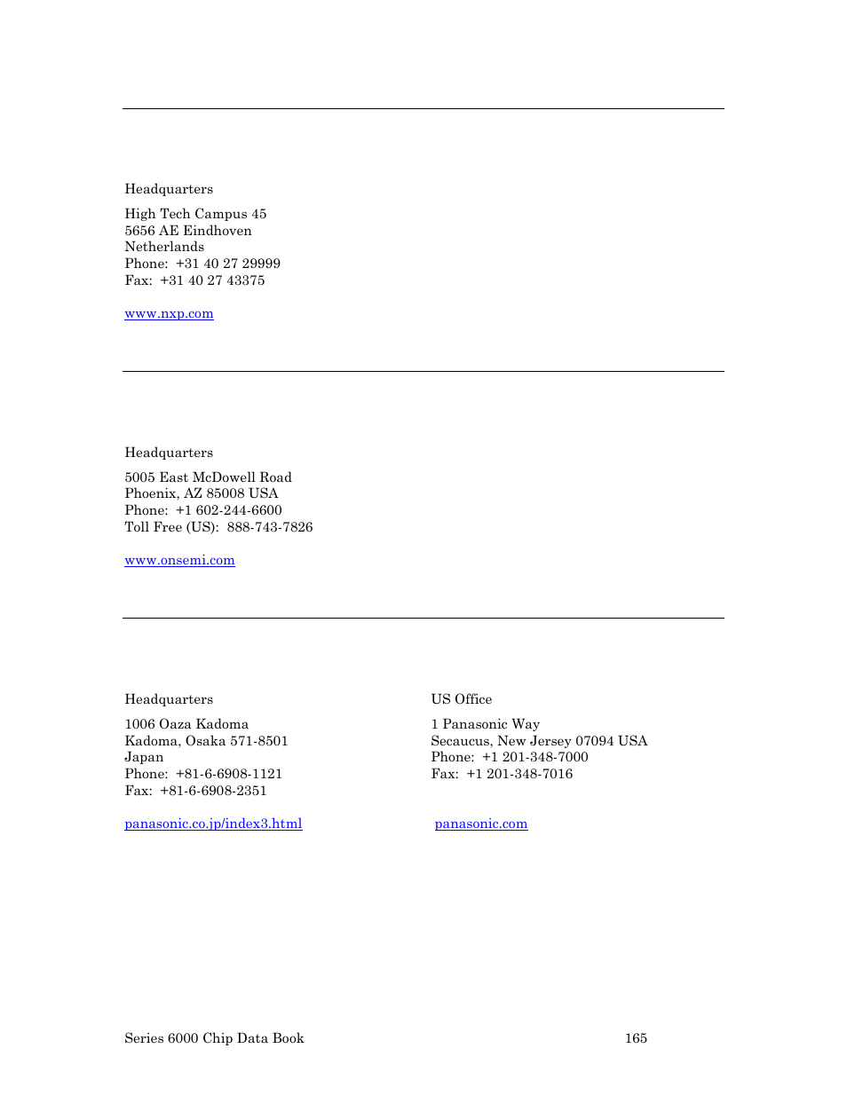 Nxp semiconductors bv, On semiconductor, Panasonic corp | Echelon Series 6000 Chip databook User Manual | Page 177 / 181