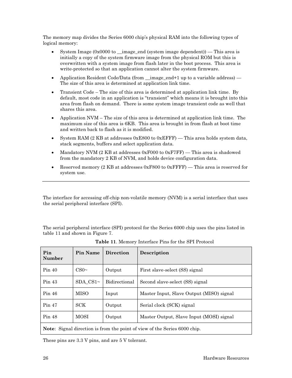 External serial memory interface, Serial peripheral interface (spi) | Echelon Series 6000 Chip databook User Manual | Page 38 / 181