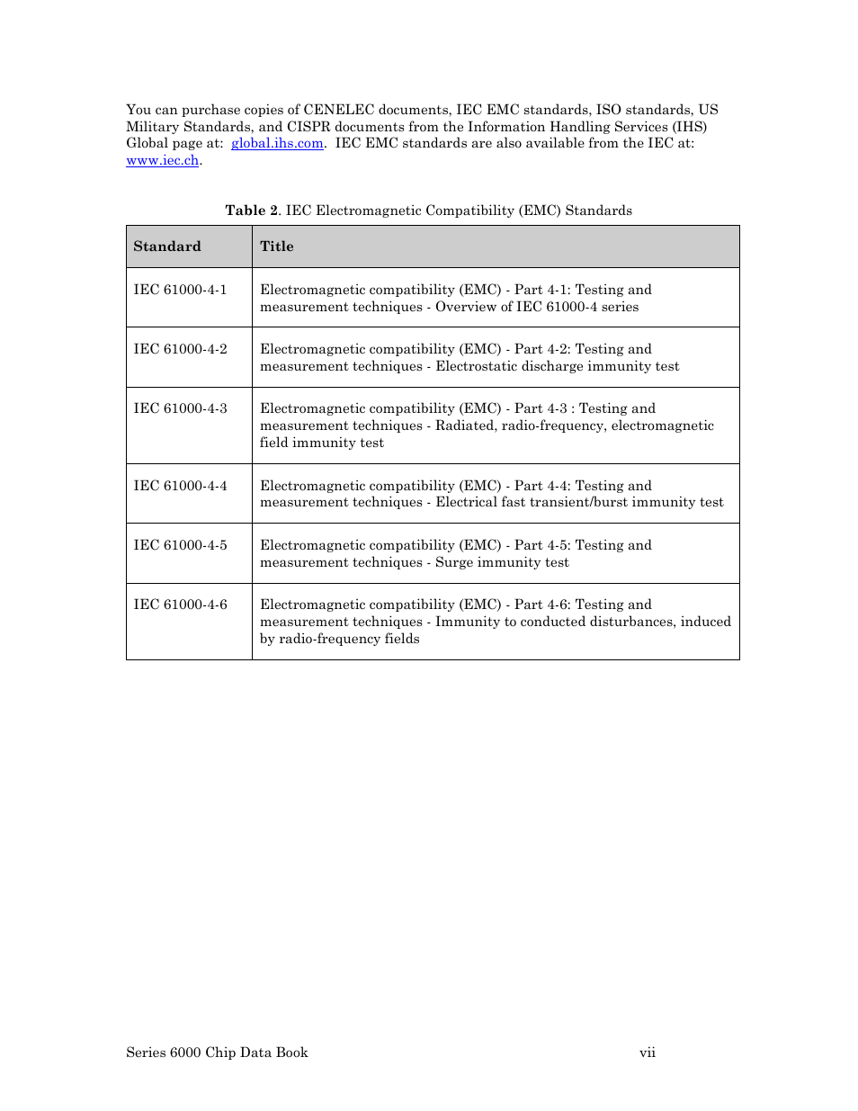 Table 2 ) | Echelon Series 6000 Chip databook User Manual | Page 7 / 181