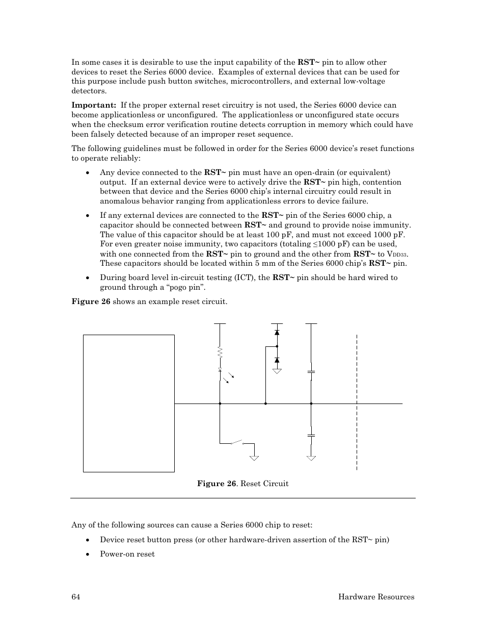 Reset sources | Echelon Series 6000 Chip databook User Manual | Page 76 / 181