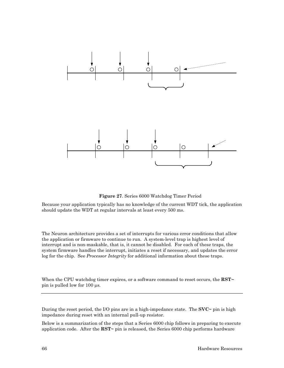 Traps, Software-controlled reset, Reset processes and timing | Echelon Series 6000 Chip databook User Manual | Page 78 / 181